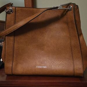 Calvin Klein Tan Leather Shoulder Bag